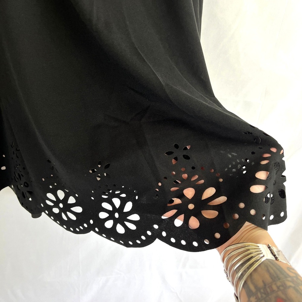 Emery Rose Womens Black Laser Cut Skirt A-Line 3XL Whimsigoth Emo Cottage Core - Picture 2 of 4